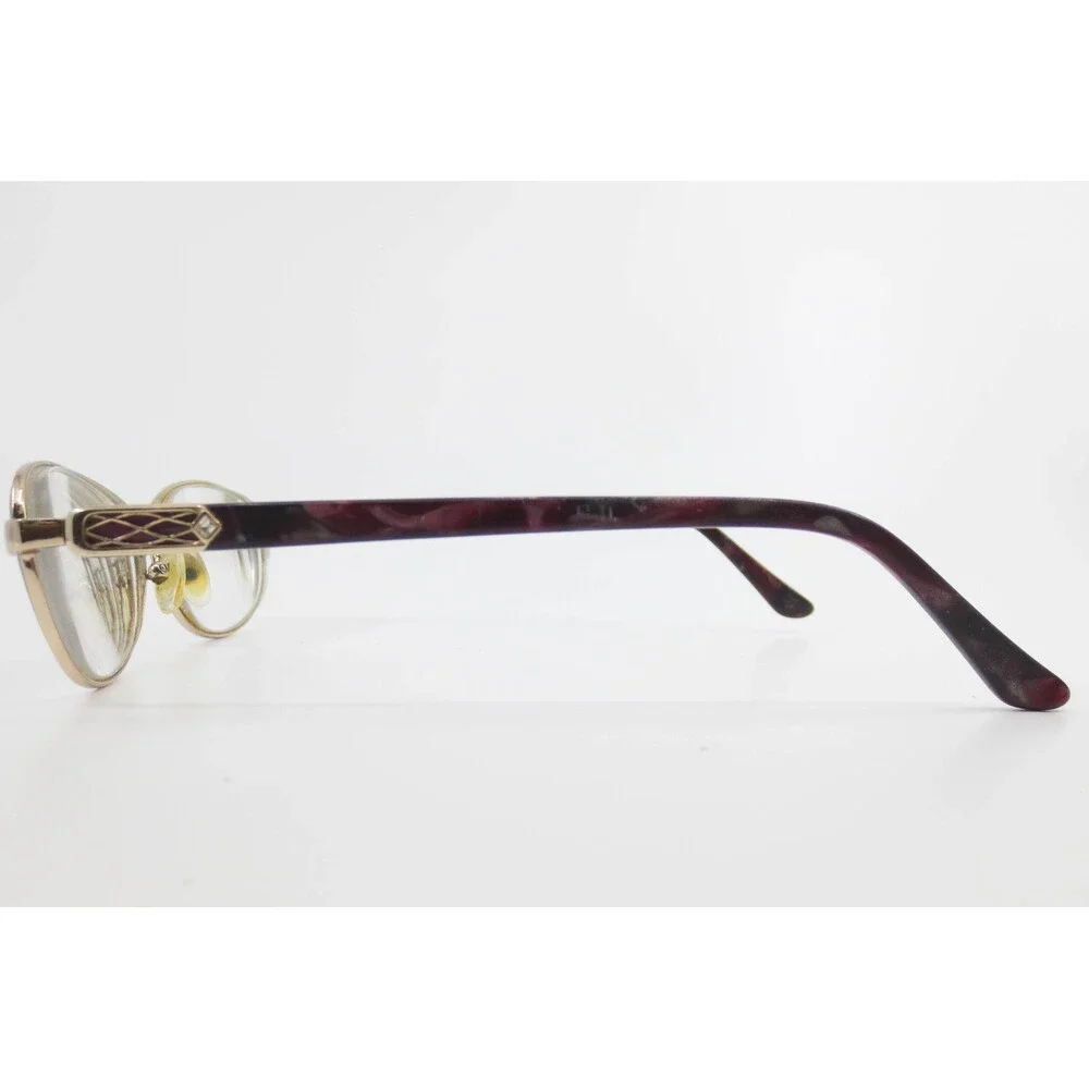 SP4002 YG Gold Tone Oval Eyeglass Frames Purple Marbled Temples 54-15-135